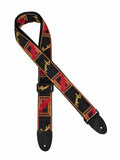 Fender gitaarriem, 5cm breed, voorzien van logo, zwart-geel-rood