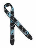 Fender gitaarriem, 5cm breed, voorzien van logo, zwart-lichtgrijs-blauw