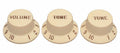 Fender strat knobs for CTS shaft size, 1V + 2T, aged