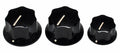 Fender jbass/mustang knobs for CTS shaft size, 2+1, black
