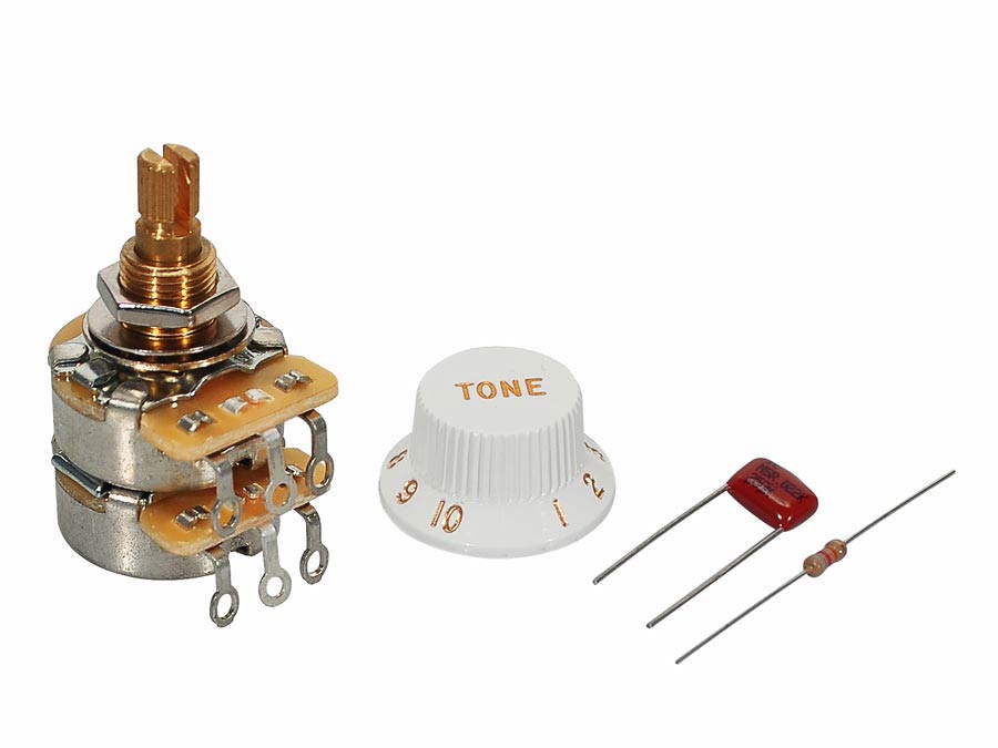 Fender TBX Tone potentiometer, standard length bushing .375", 3/8" diameter, with .022mf capacitor