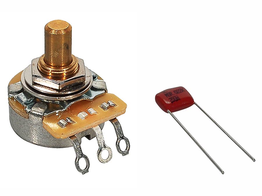 Fender 250K No Load potentiometer, .375" length bushing, solid shaft, with .022mf capacitor
