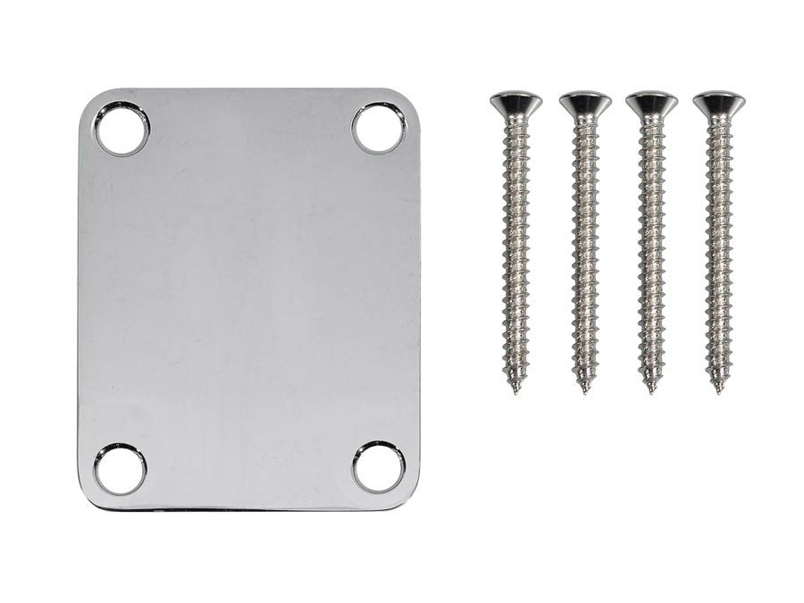 Fender neck plate American Vintage/Mexico, for guitar and bass, no logo, chroom