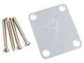 Fender neck plate American Vintage '70s, for guitar and bass, 'F-logo', chroom