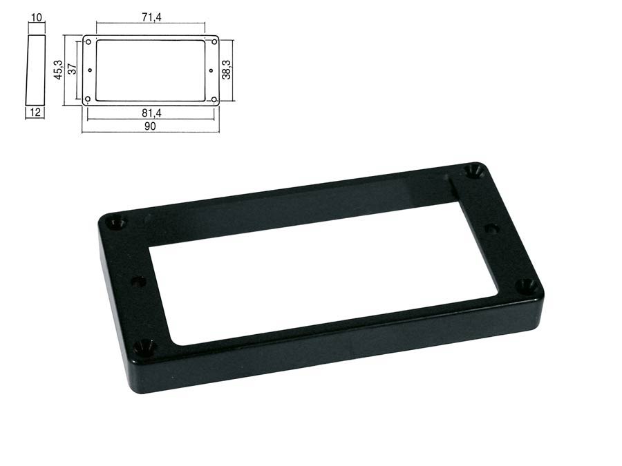 Boston HPF-08-TBK Pickup ring, humbucker, plastic, black, height: 10,0-12,0mm, high, flat