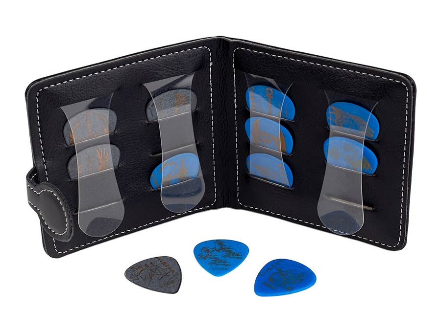 Boston PP-512 Pick pouch, zwart, synthetisch, met 12 gedessineerde plectrums
