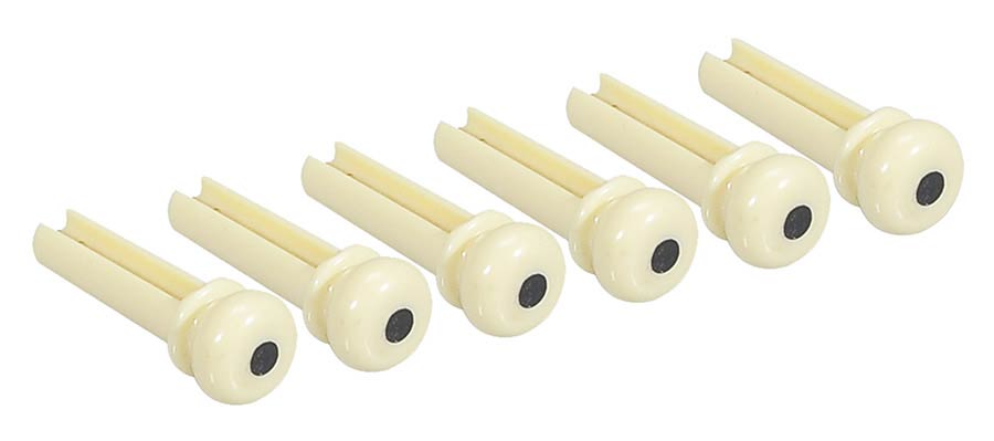 Boston 2130 Brugpen voor basgitaar, kunststof, ivoor met zwarte stip, 6-pack