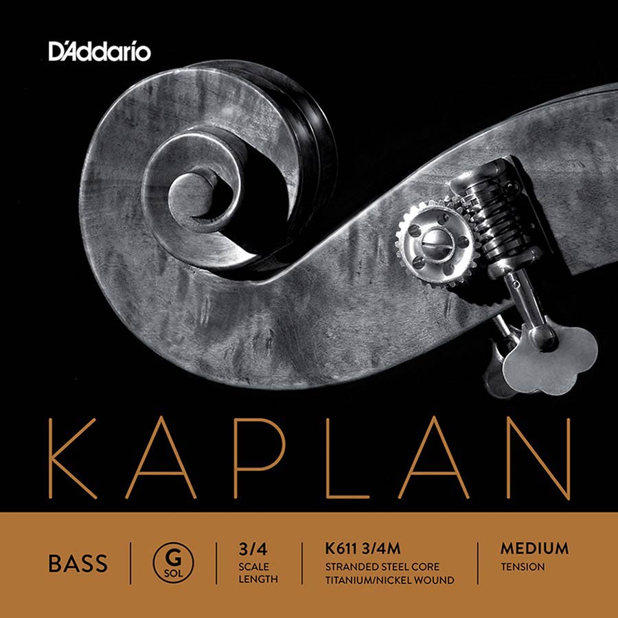 D'Addario K611-34M Contrabassnaar G-1 3/4 Medium stranded steel Titanium omwonden