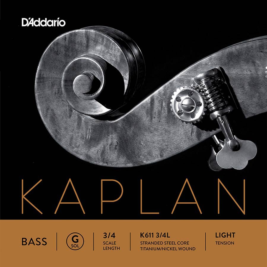 D'Addario K611-34L Contrabassnaar G-1 3/4 Light stranded steel Titanium omwonden