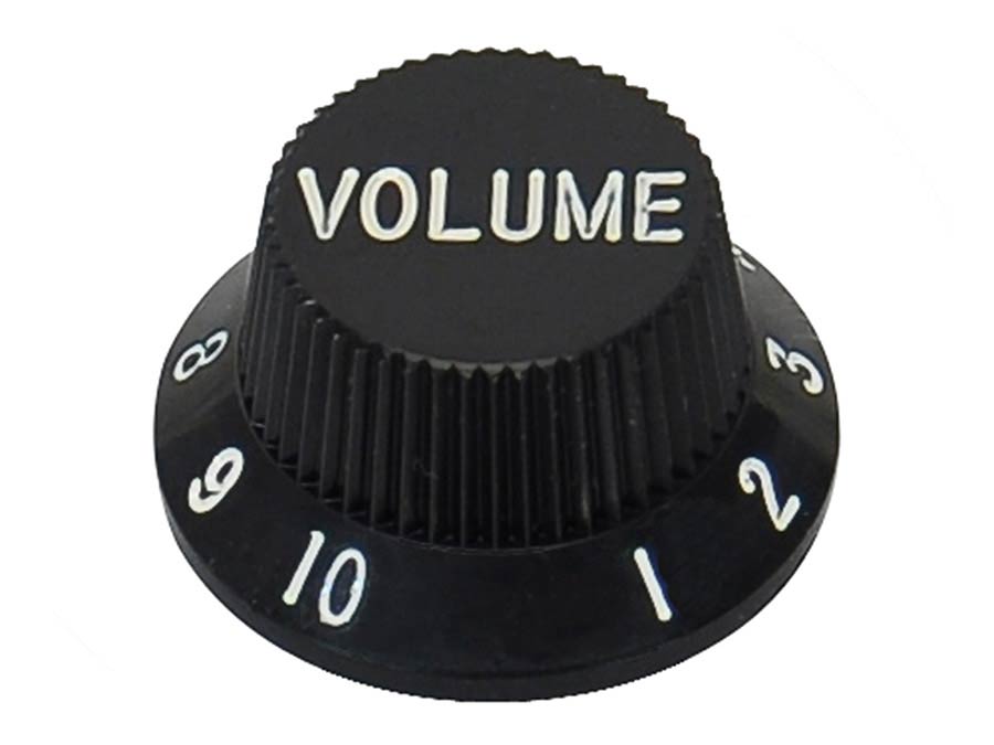 Boston KB-1726-V Bell knob, Stallion, black, fits both 24 fine (CTS) and 18 coarse knurl (Alpha), m.i. Japan, volume