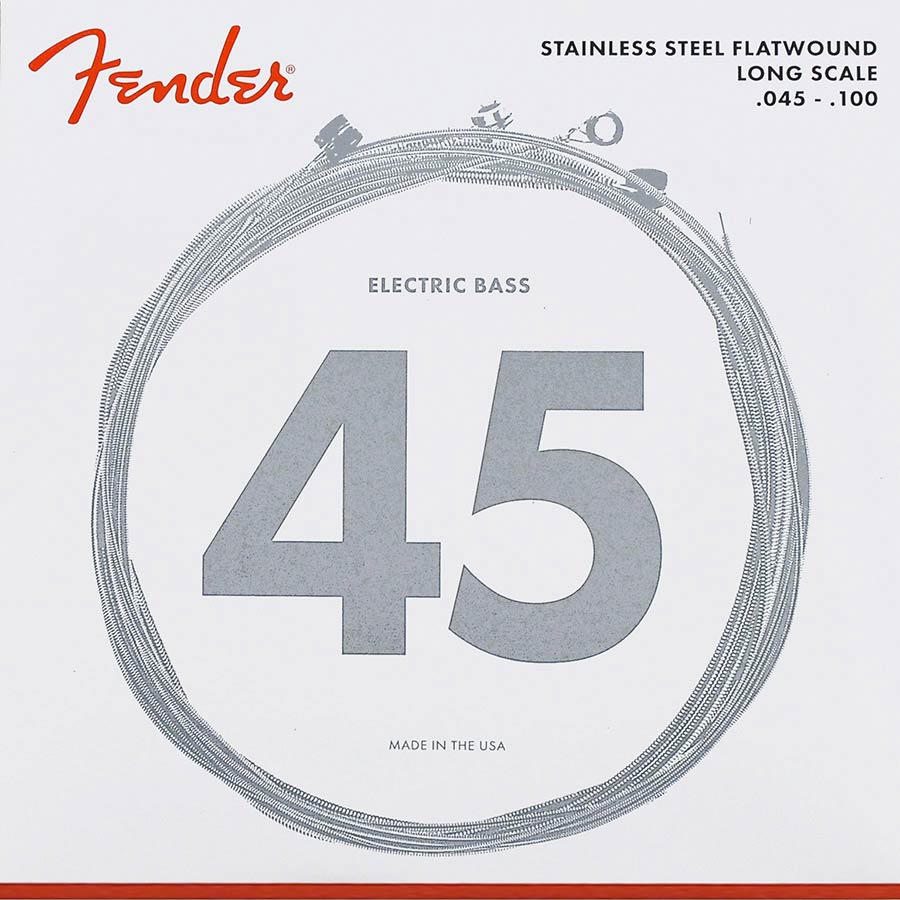 Fender snarenset elektrische basgitaar, stainless steel flatwound, light, 045-060-080-100
