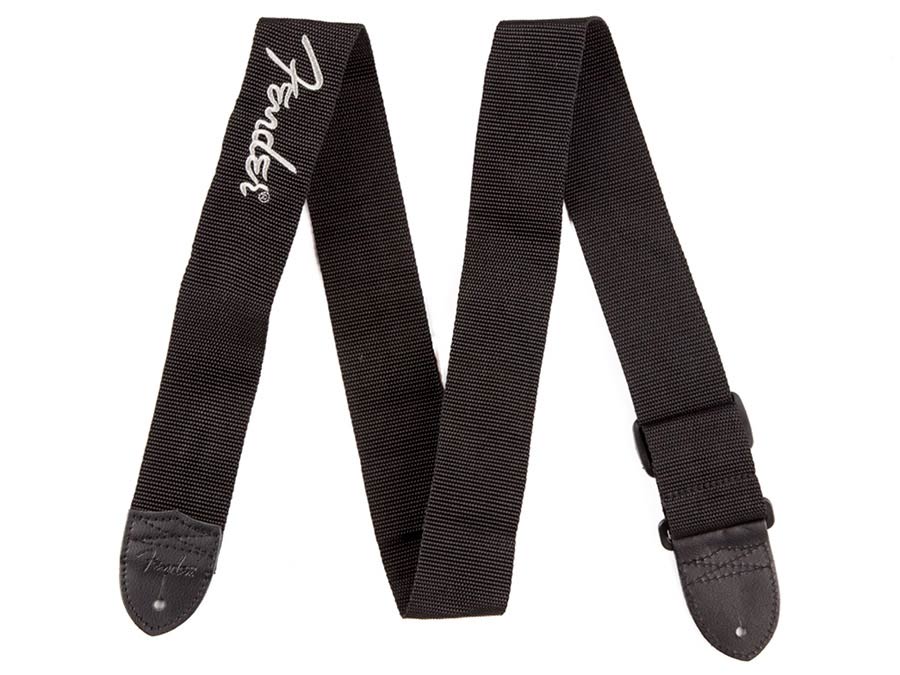 Fender gitaarriem, 5cm breed, 'Poly Logo', grijs Fender logo
