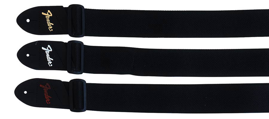 Fender gitaarriemen, voordeel pakket, 12 stuks, 5cm breed, poly, met plectrum houder