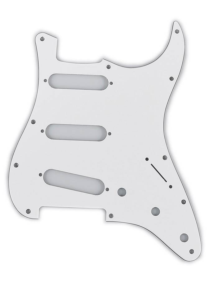 Fender slagplaat Strat®, SSS, 11 schroefgaten, 3 ply, white