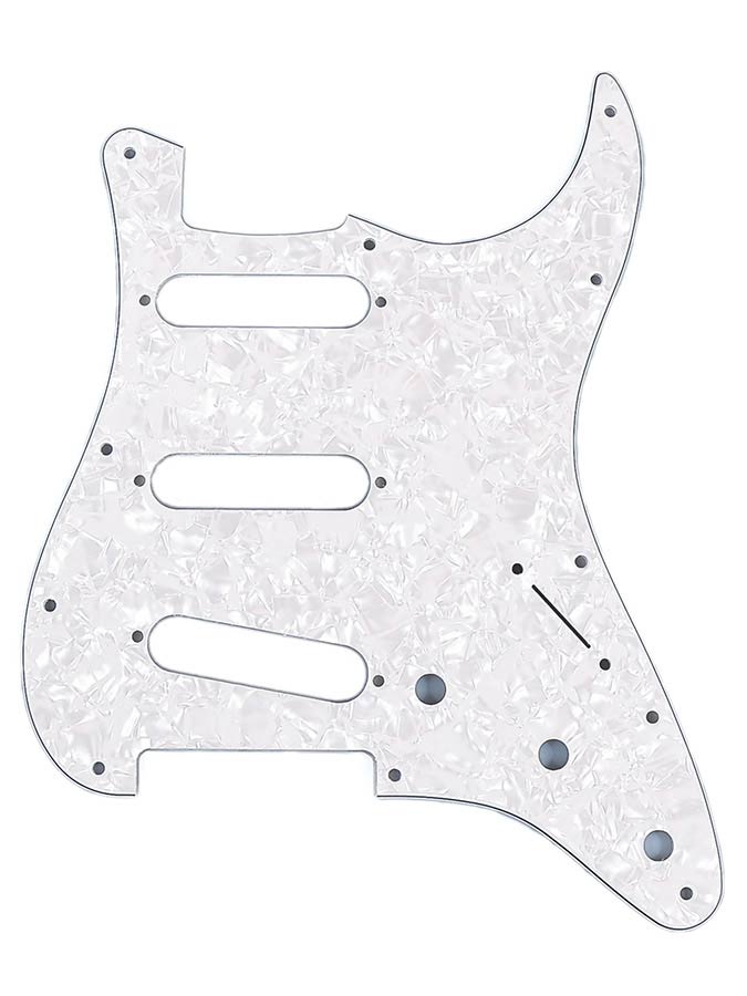 Fender slagplaat Strat®, SSS, 11 schroefgaten, 4 ply, white pearl