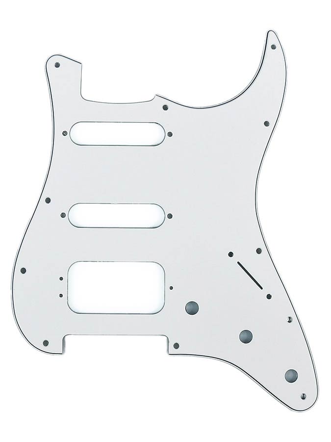 Fender slagplaat Standard Strat, HHS, 11 schroefgaten, 3 ply, white