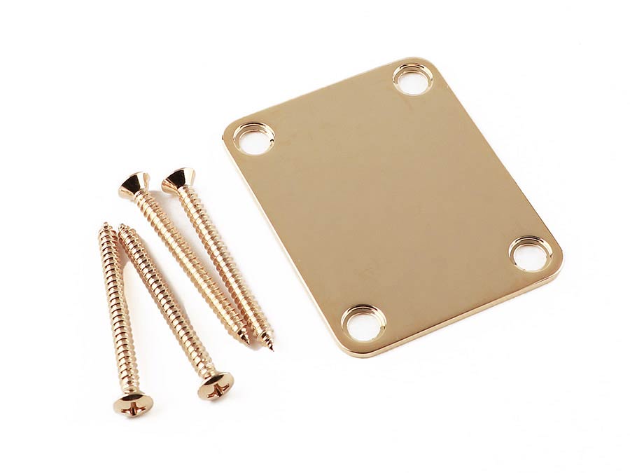 Fender neck plate American Vintage/Mexico, for guitar and bass, no logo, goud