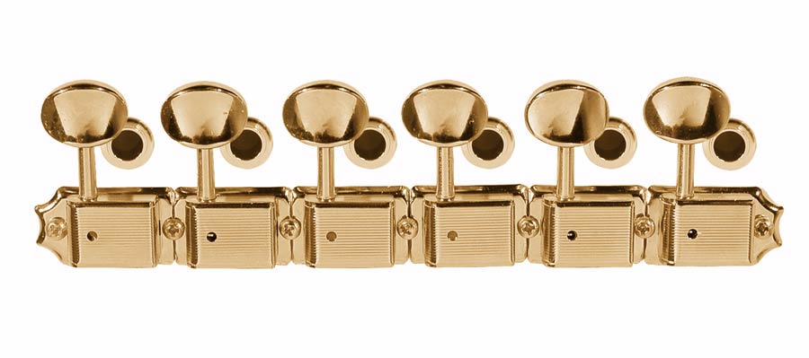 Fender machine heads, vintage Kluson style strat/tele, mounting materials included, gold, set of 6