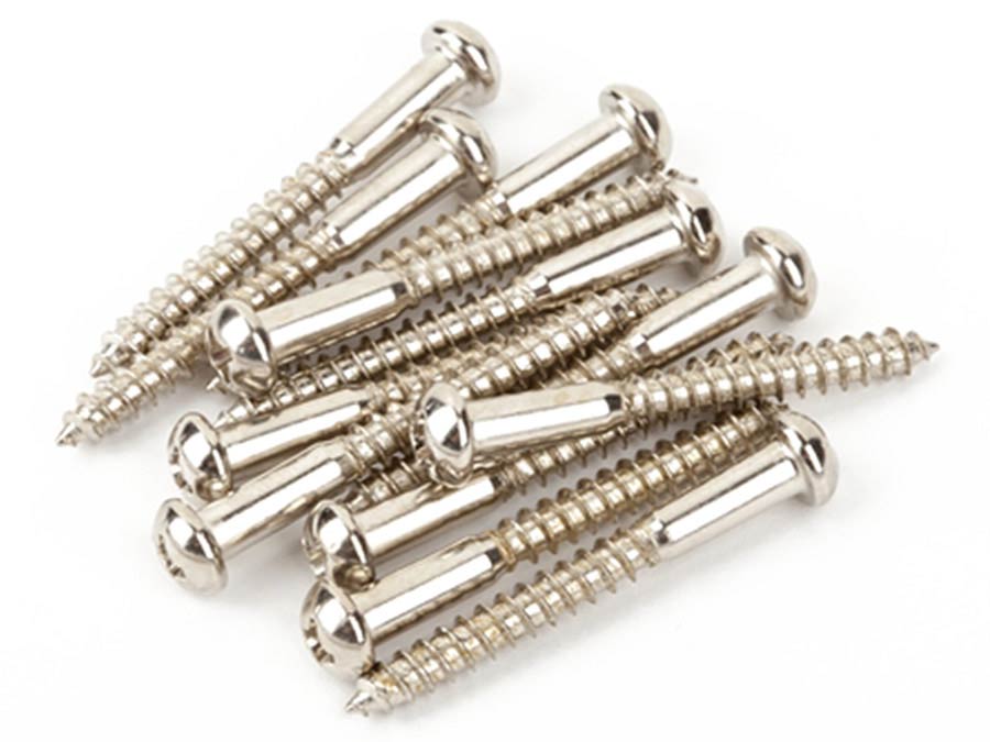 Fender bridge mounting screws, vintage Strat, 6 x 1-1/4, nickel, 12 pcs