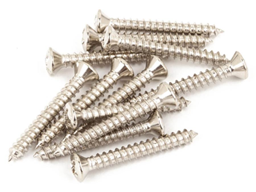 Fender bass bridge mounting screws, 5 x 1", chrome, 12 pcs