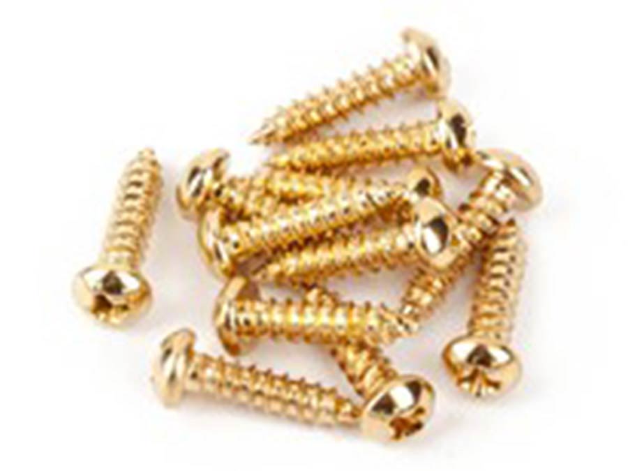 Fender tuner/string tree mounting screws, vintage Strat, gold, 12 pcs
