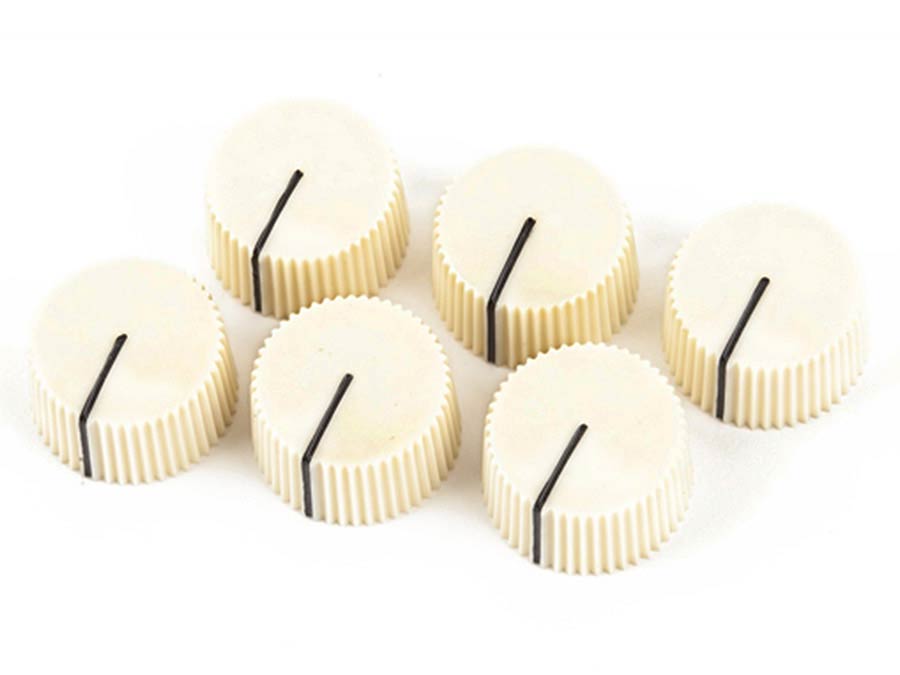 Fender amplifier knobs, vintage style, set of 6, aged white
