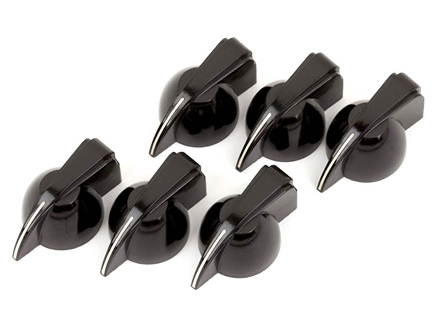 Fender amplifier knobs, chicken head"style, black, set of 6
