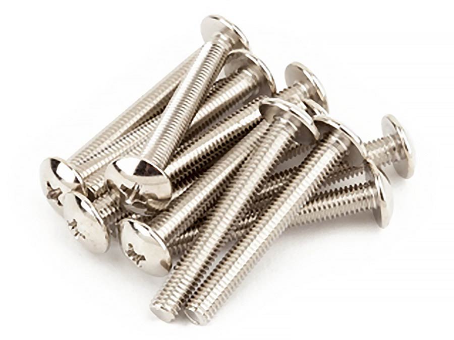 Fender chassis mounting screws, 10-32 x 1-1/2, philips, nickel, set of 12