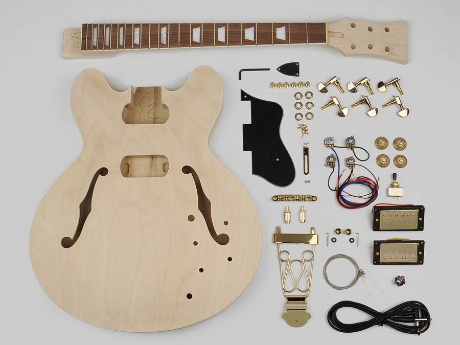 Boston KIT-ES-40 Gitaar zelfbouwpakket, archtop model, basswood body, 22 frets
