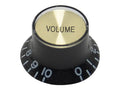 Boston KB-136-V Bell knob SG model, for inch type pot shaft, black with gold cap, volume