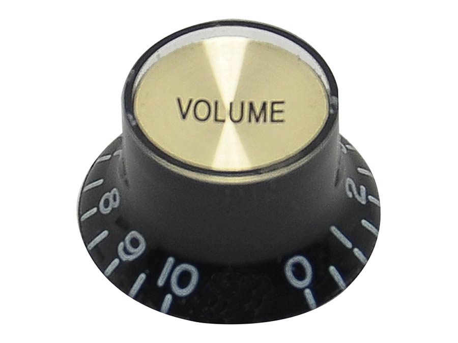 Boston KB-136-V Bell knob SG model, for inch type pot shaft, black with gold cap, volume