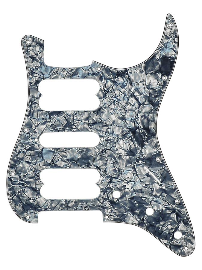 Fender pickguard Strat, HSH contour cut, 11 screw holes, 4-ply, black pearl