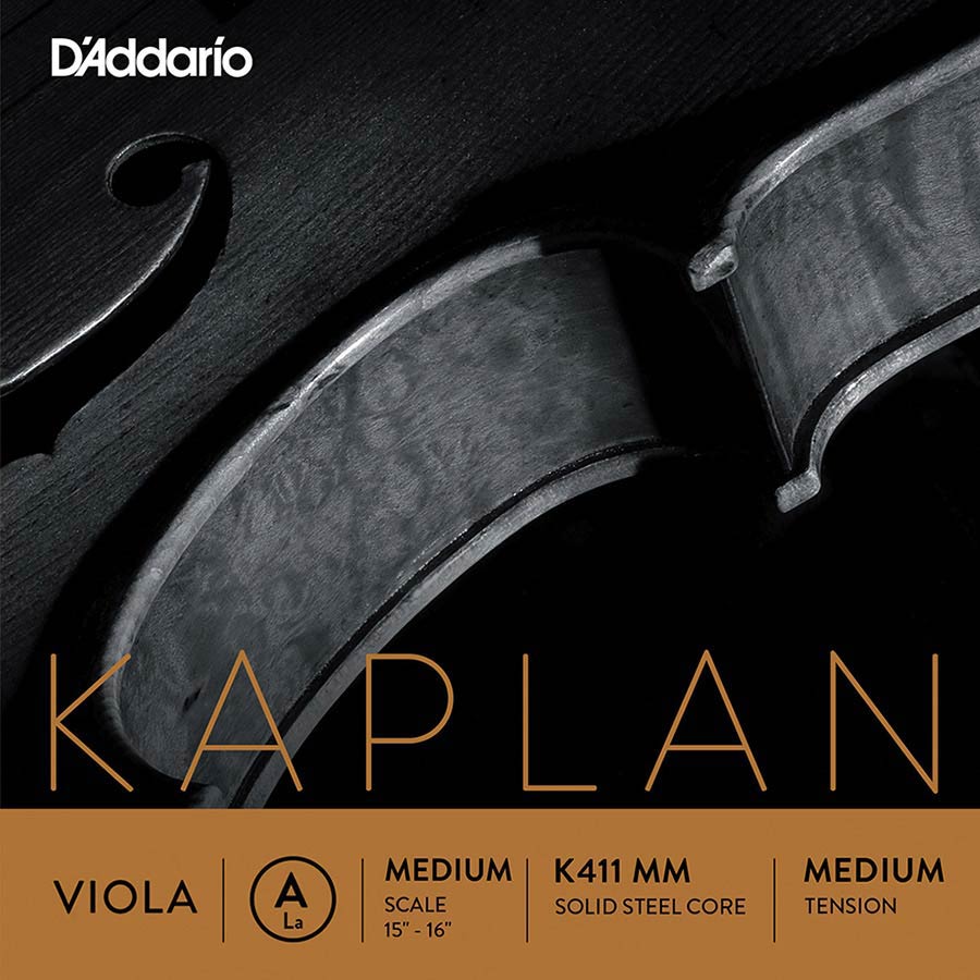 D'Addario K411-MM Altvioolsnaar A-1 solid steel Titanium Omwonden Medium scale Medium tension