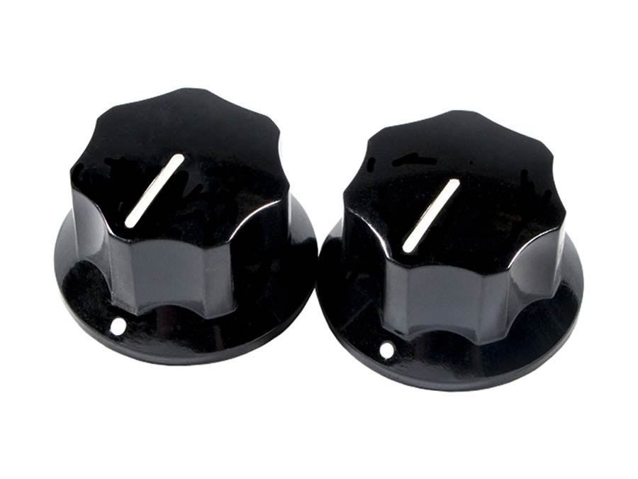 Fender Genuine Replacement Part knob set for Jaguar/Mustang Bass, large, black, 2 pcs