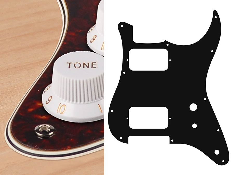Boston ST-431-TI Slagplaat, Stallion, 4 ply, tortoise intense, HH, 2 pot holes, toggle switch