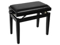 Boston PB1/1025 Pianobank met verstelbare zitting (55,5x32,5x48-56cm), hoogglans zwart met zwarte skai zitting