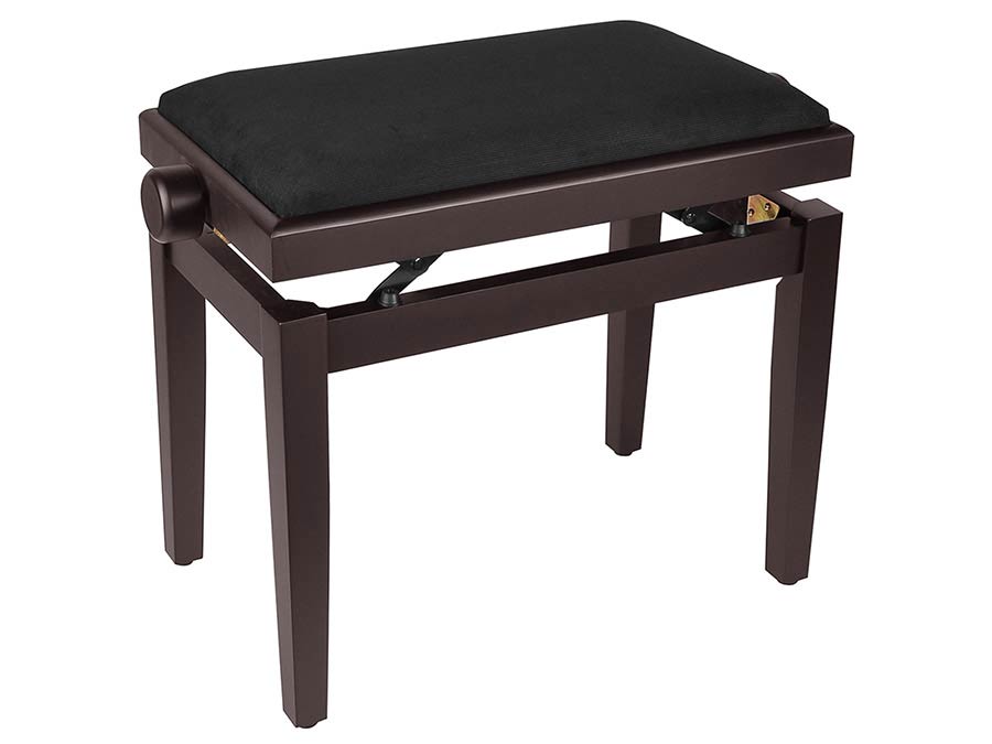 Boston PB1/5520 Pianobank met verstelbare zitting (55,5x32,5x48-56cm), mat palissander afw., zwarte velours zitting