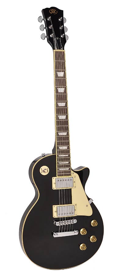 SX: Lp Std. Style Elektrische Gitaar, Mahonie/Esdoorn, 2 X Humbucker, Gelijmde Hals, Zwart