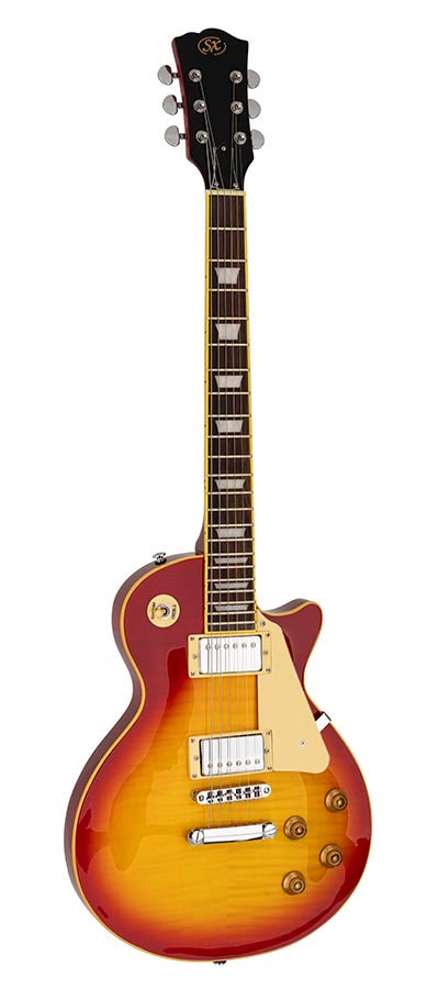 SX: Lp Std. Style Elektrische Gitaar, Mahonie/Gevlamd Esdoorn, 2 X Humbucker, Cherry