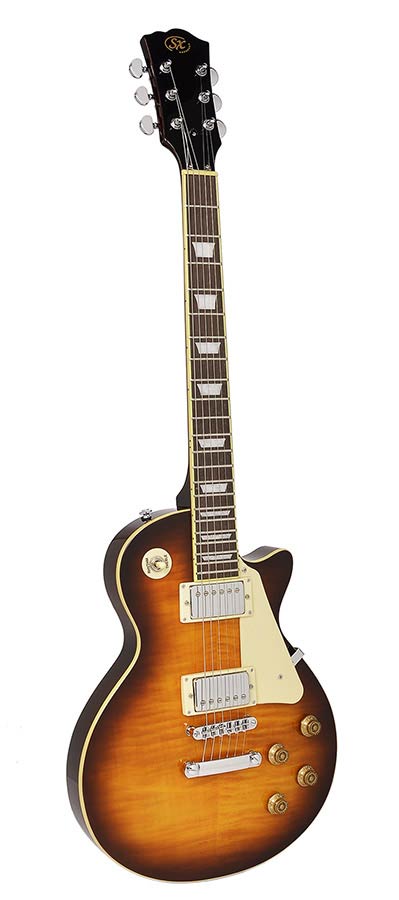 SX: Lp Std. Style Elektrische Gitaar, Mahonie/Gevlamd Esdoorn, 2 X Humbucker, Tobacco