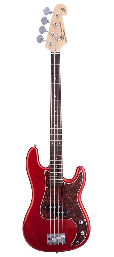 SX: P-Style Elektrische Basgitaar Met Split Single Coil Element, Inclusief Draagtas, Candy Apple Rood