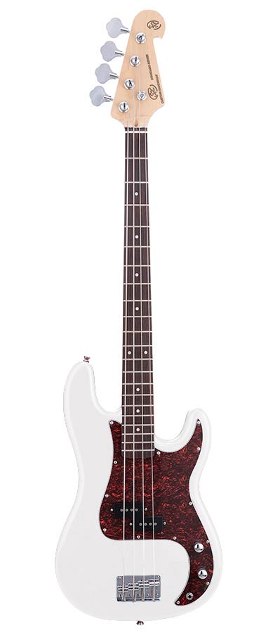 SX: P-Style Elektrische Basgitaar Met Split Single Coil Element, Inclusief Draagtas, Wit