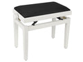 Boston PB1/3520 Pianobank met verstelbare zitting (55,5x32,5x48-56cm), mat wit met zwarte velours zitting