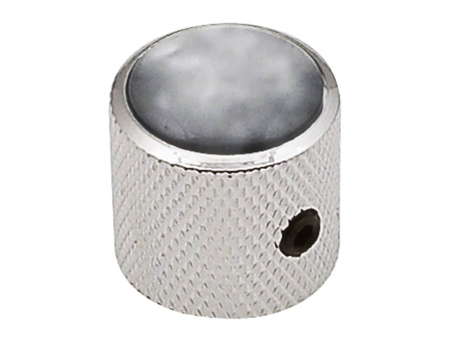 Boston KN-239 Dome knob with black pearl inlay, 18x18mm with set screw, nickel