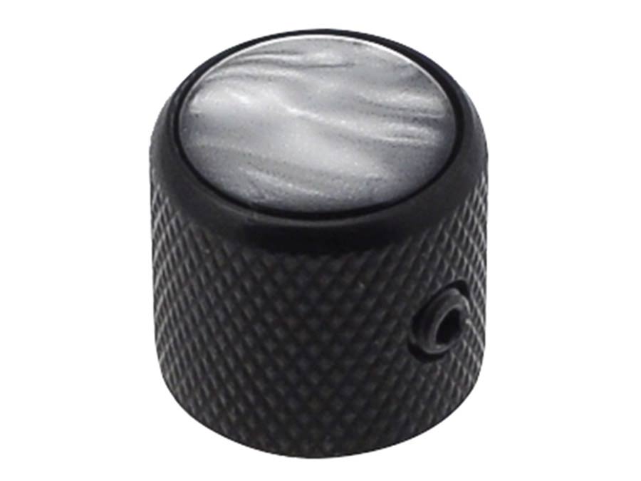Boston KB-239 Dome knob with black pearl inlay, 18x18mm with set screw, black