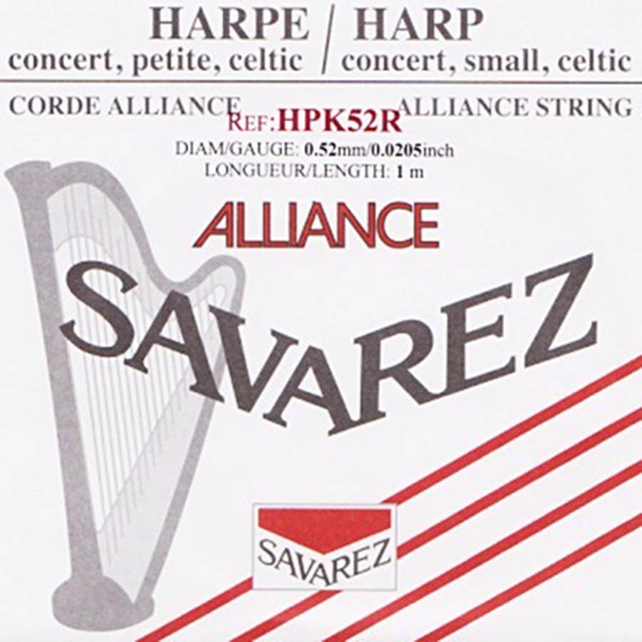 Savarez: Kleine Of Concert Harp Snaar, Plain Kf, 0,52mm, Lengte: 1 Meter, Rood