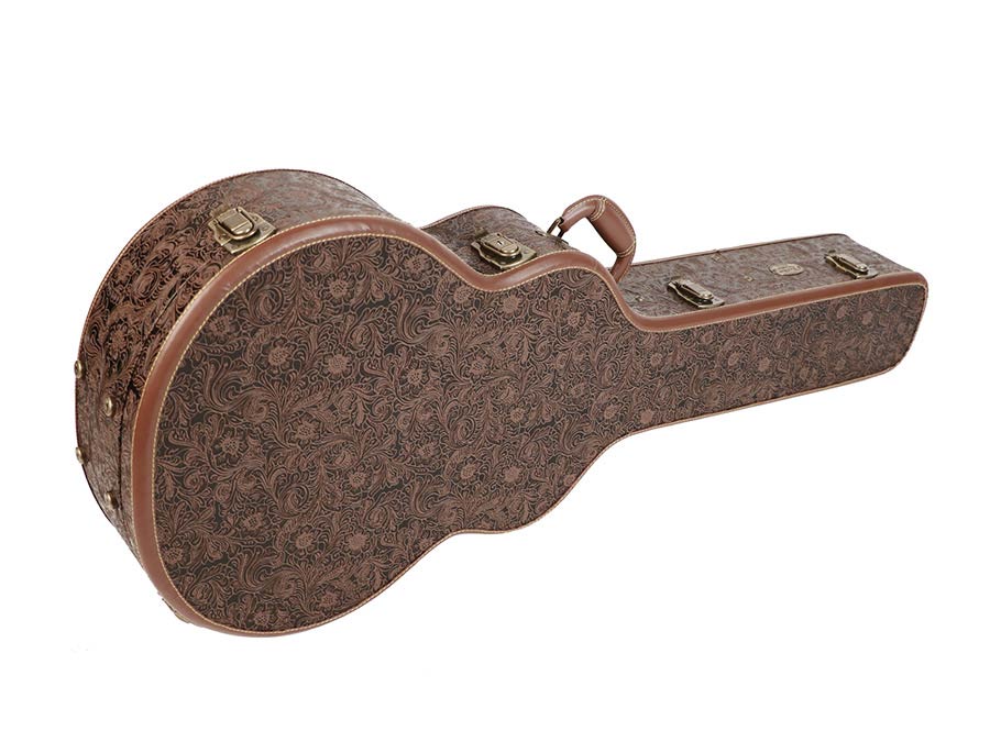 Boston CAC-720-J Deluxe design koffer voor mini-jumbo-model akoestische gitaar, hout, met slot, carved fractals.