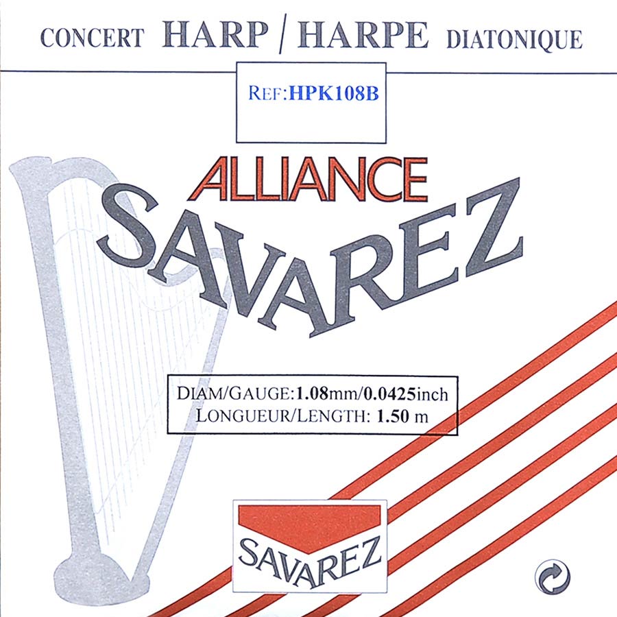 Savarez: Kleine Of Concert Harp Snaar, Plain Kf, 1,08mm, Lengte: 1,50 Meter, Black