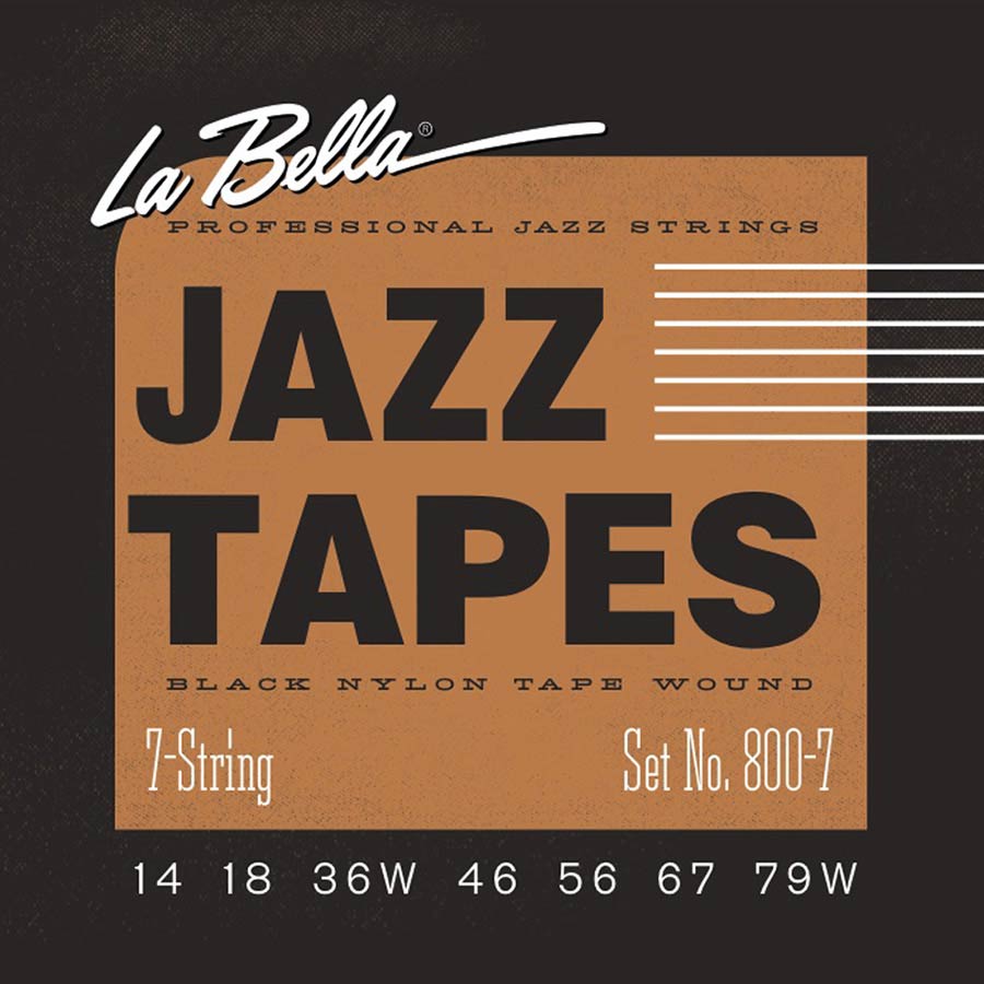 La Bella Nylon Tape Wound Electrics 7-, 8- en 12-snarige elektrische gitaarsnaren Medium 0014-0018-0036-0046-0056-0067