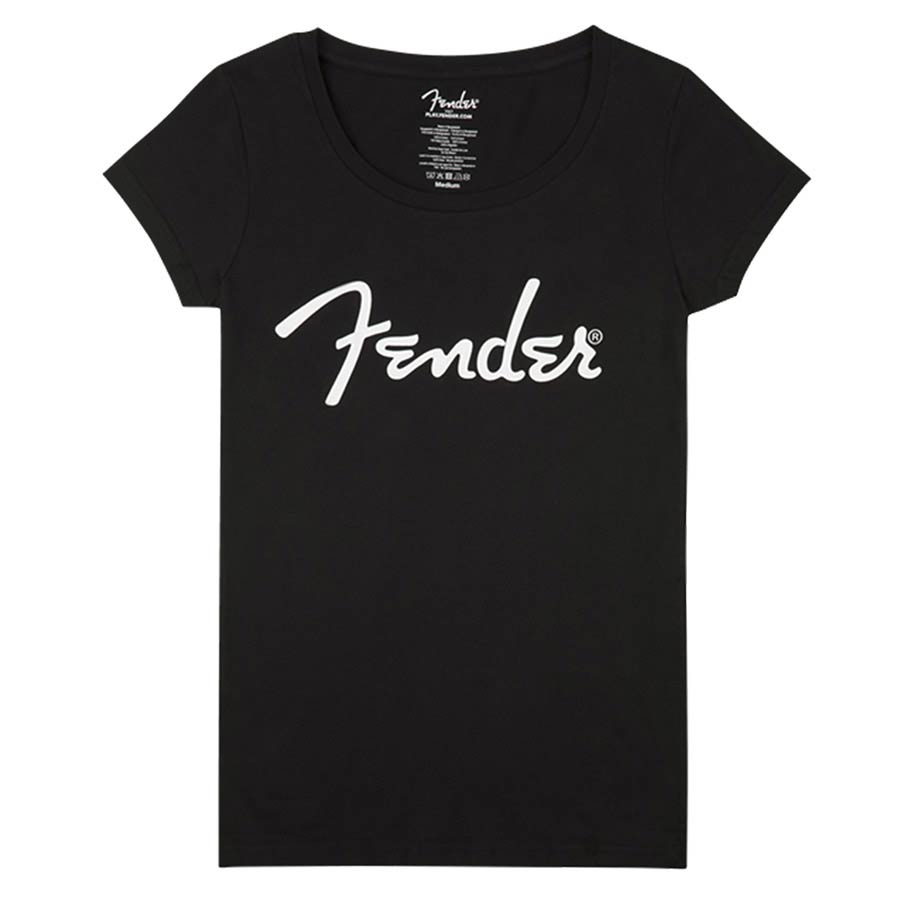 Fender spaghetti logo women's tee, black, M